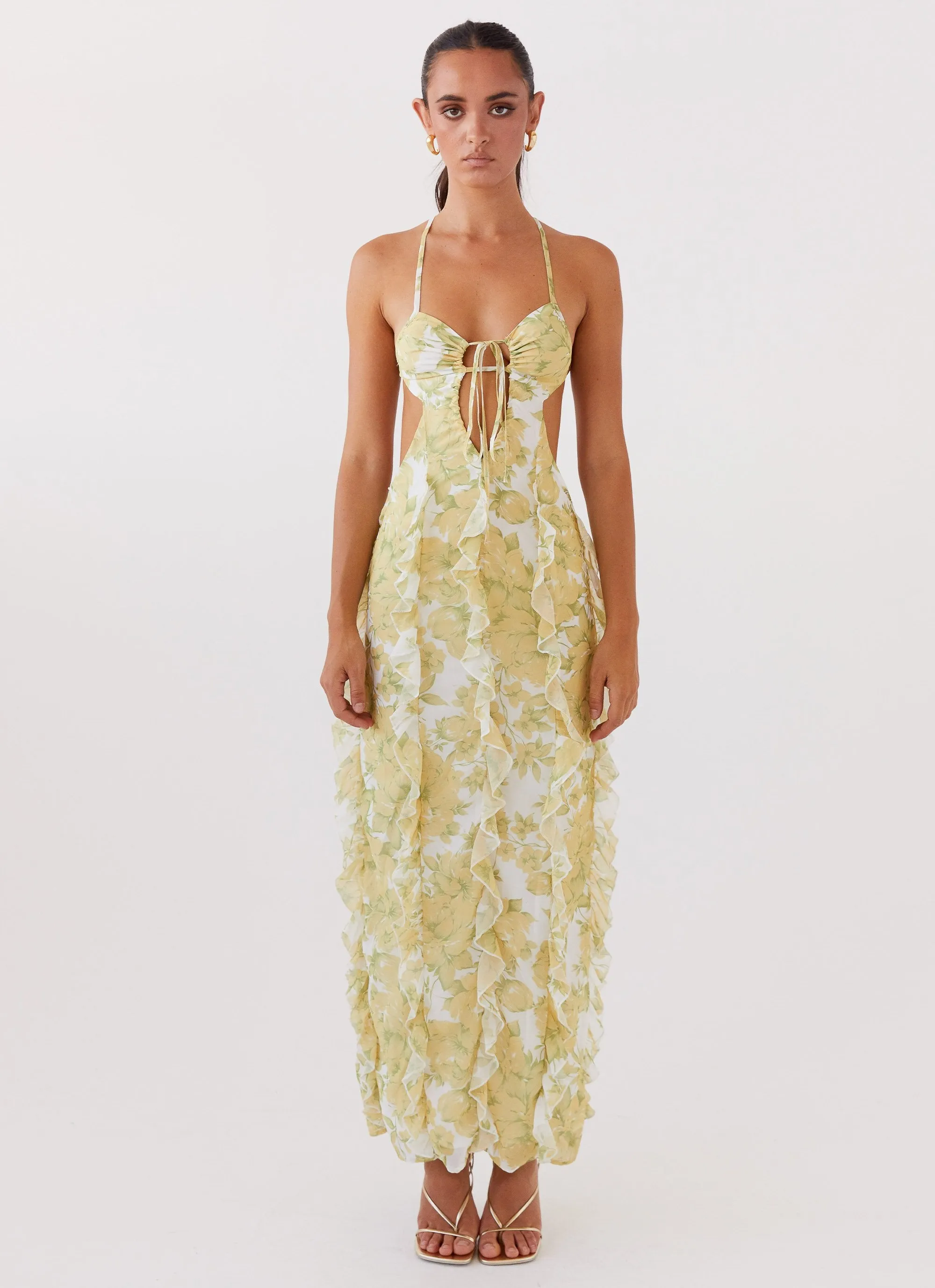 Sunset Kisses Ruffle Maxi Dress - Daffodil