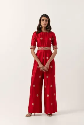 Surkh Laal Banarasi Silk Jumpsuit