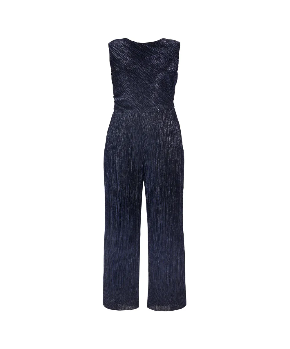 SWING PLEATED LUREX JUMPSUIT IN BLUE