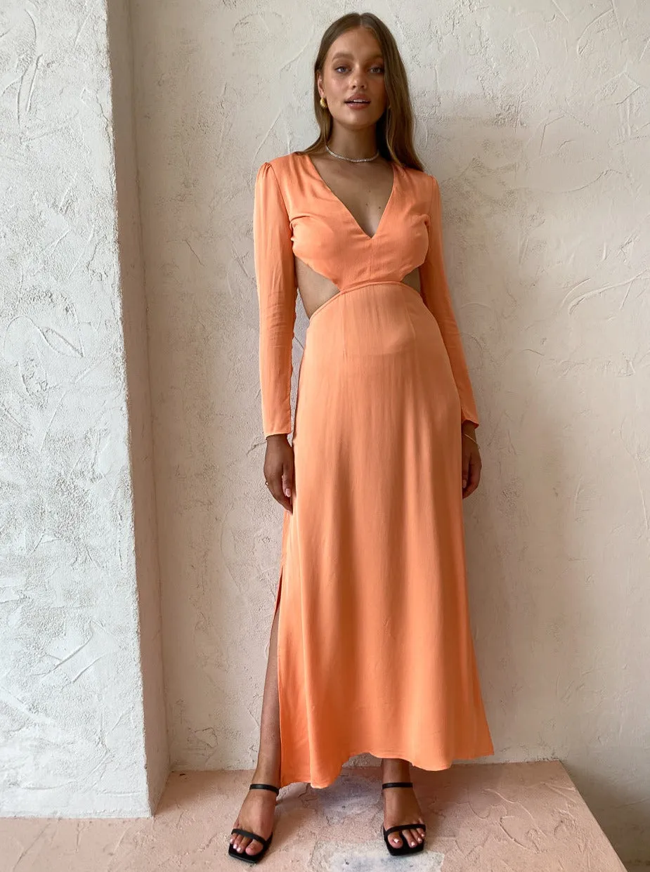 The Wolf Gang Isle Maxi Dress in Peach