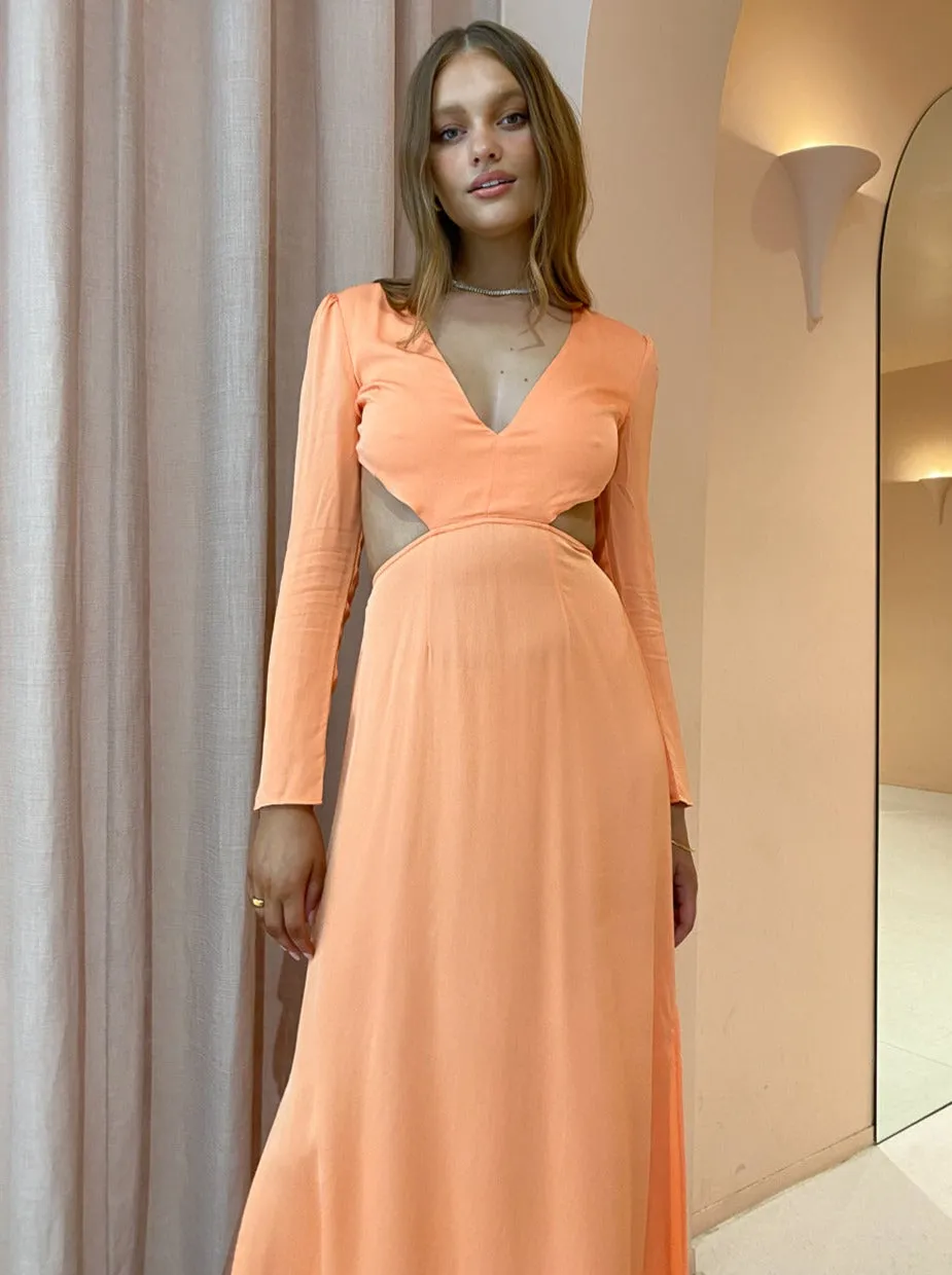 The Wolf Gang Isle Maxi Dress in Peach