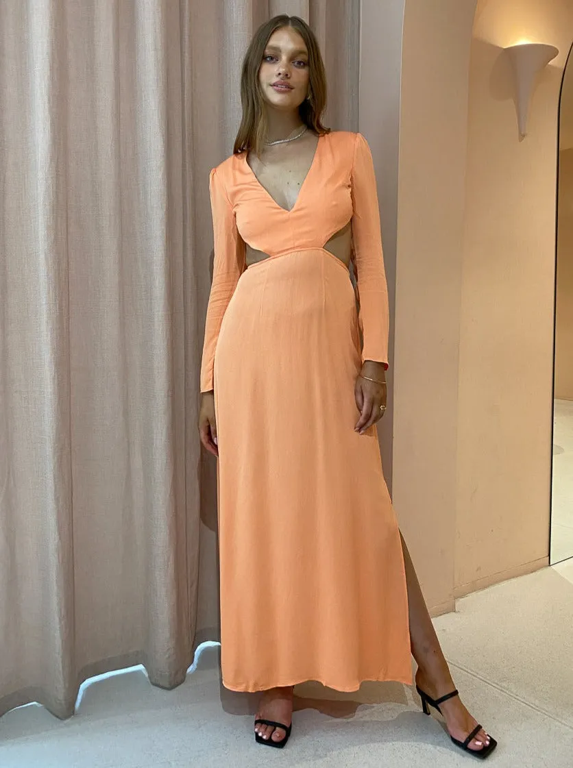 The Wolf Gang Isle Maxi Dress in Peach