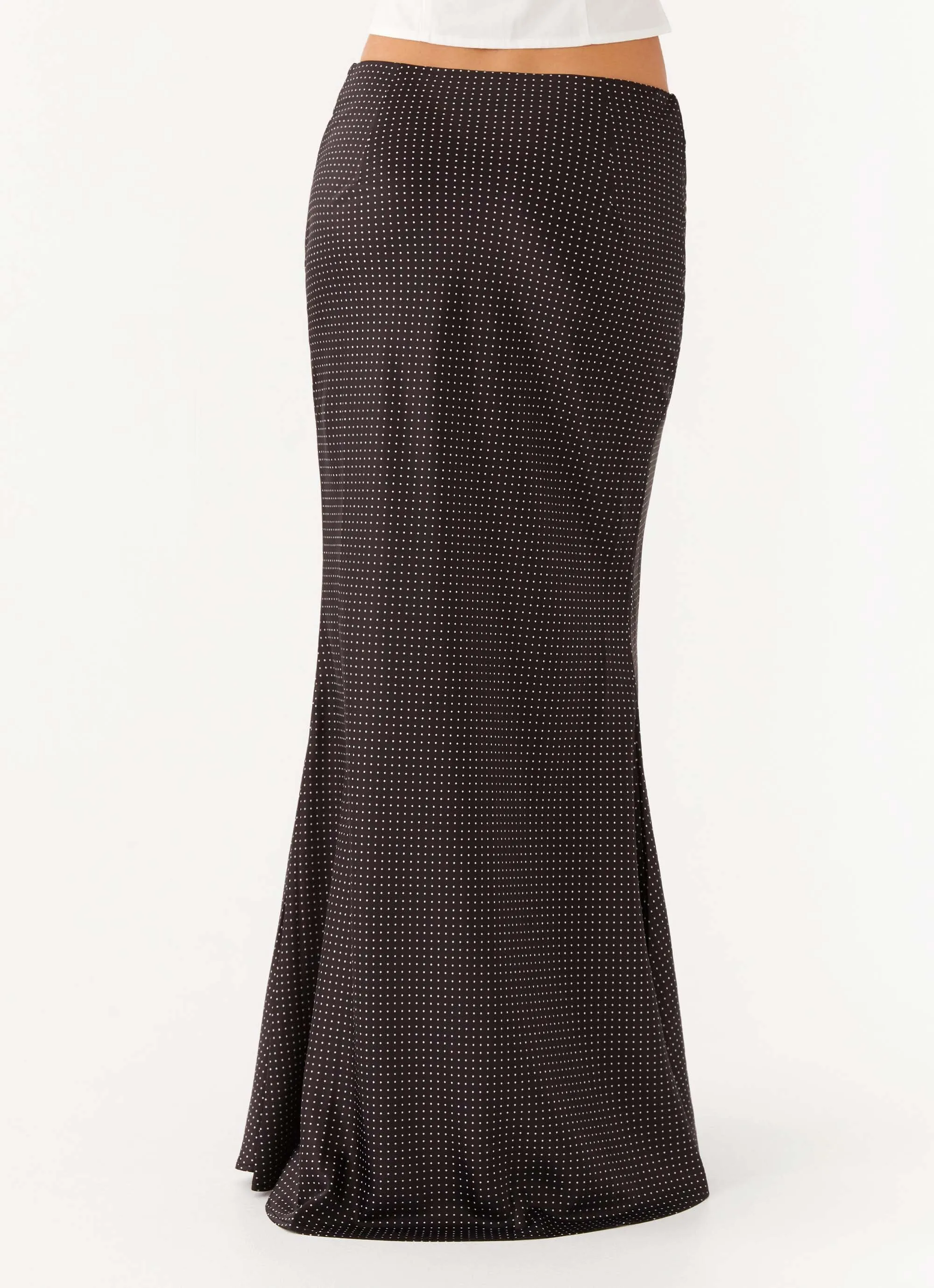 Theadora Maxi Skirt - Black Polkadot