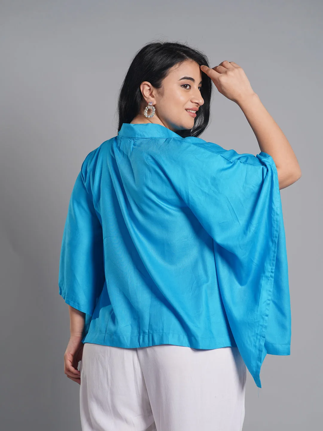 Turquoise Kaftan Top - Abstract Marble