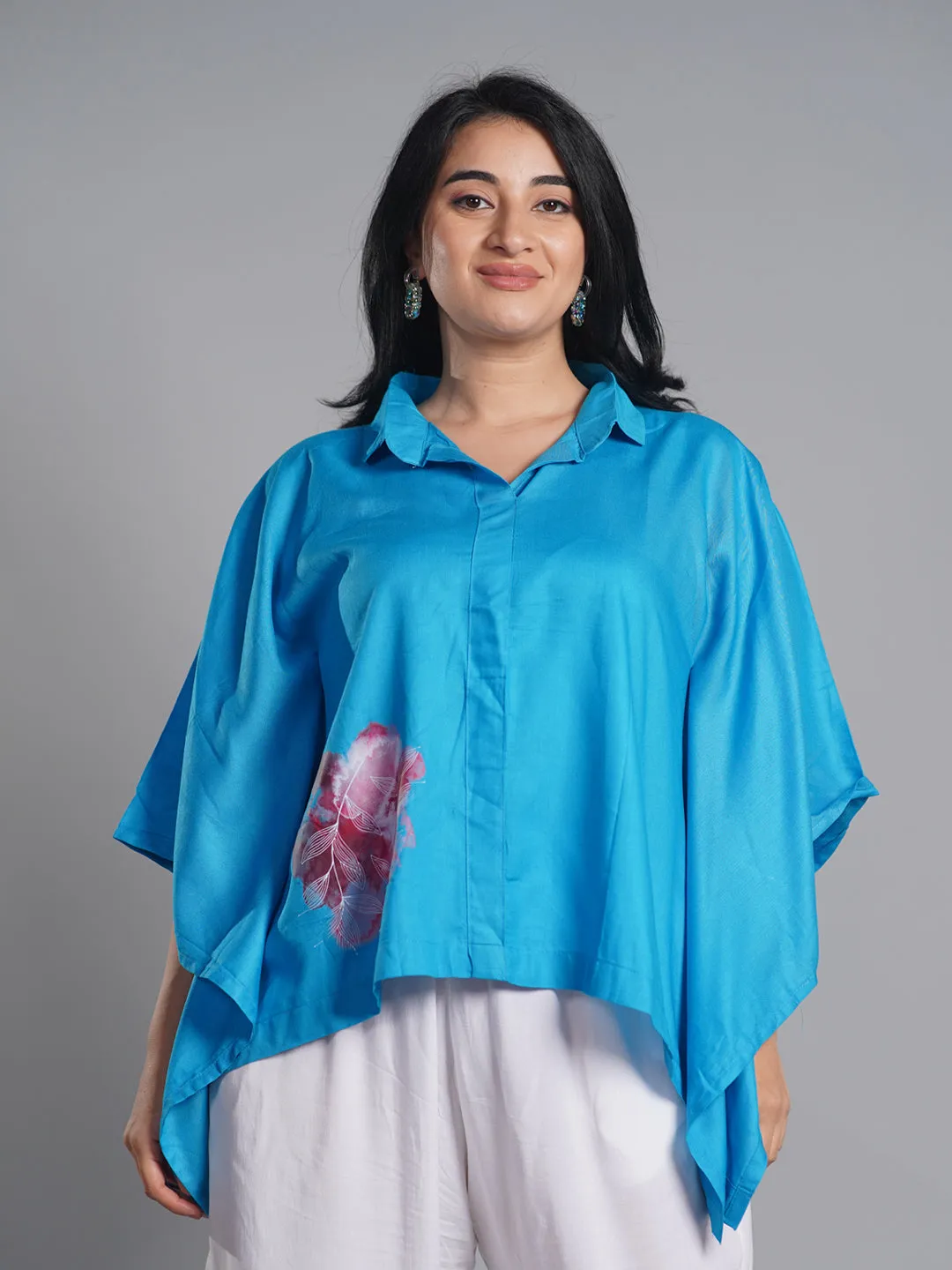 Turquoise Kaftan Top - Abstract Marble