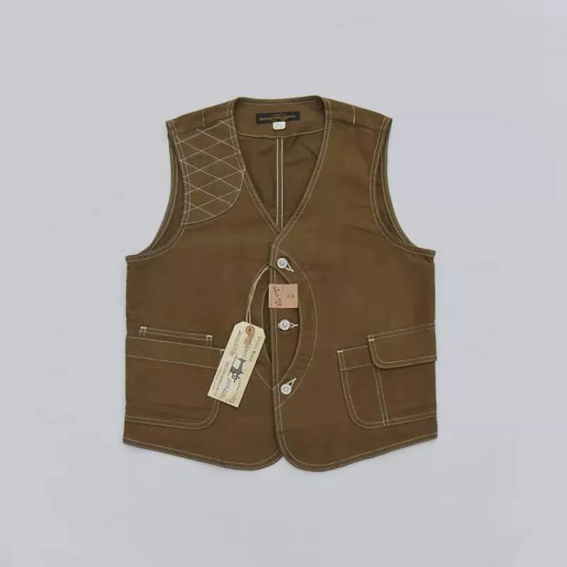 Vintage Cotton Twill Hunting Waistcoat with Game Pocket