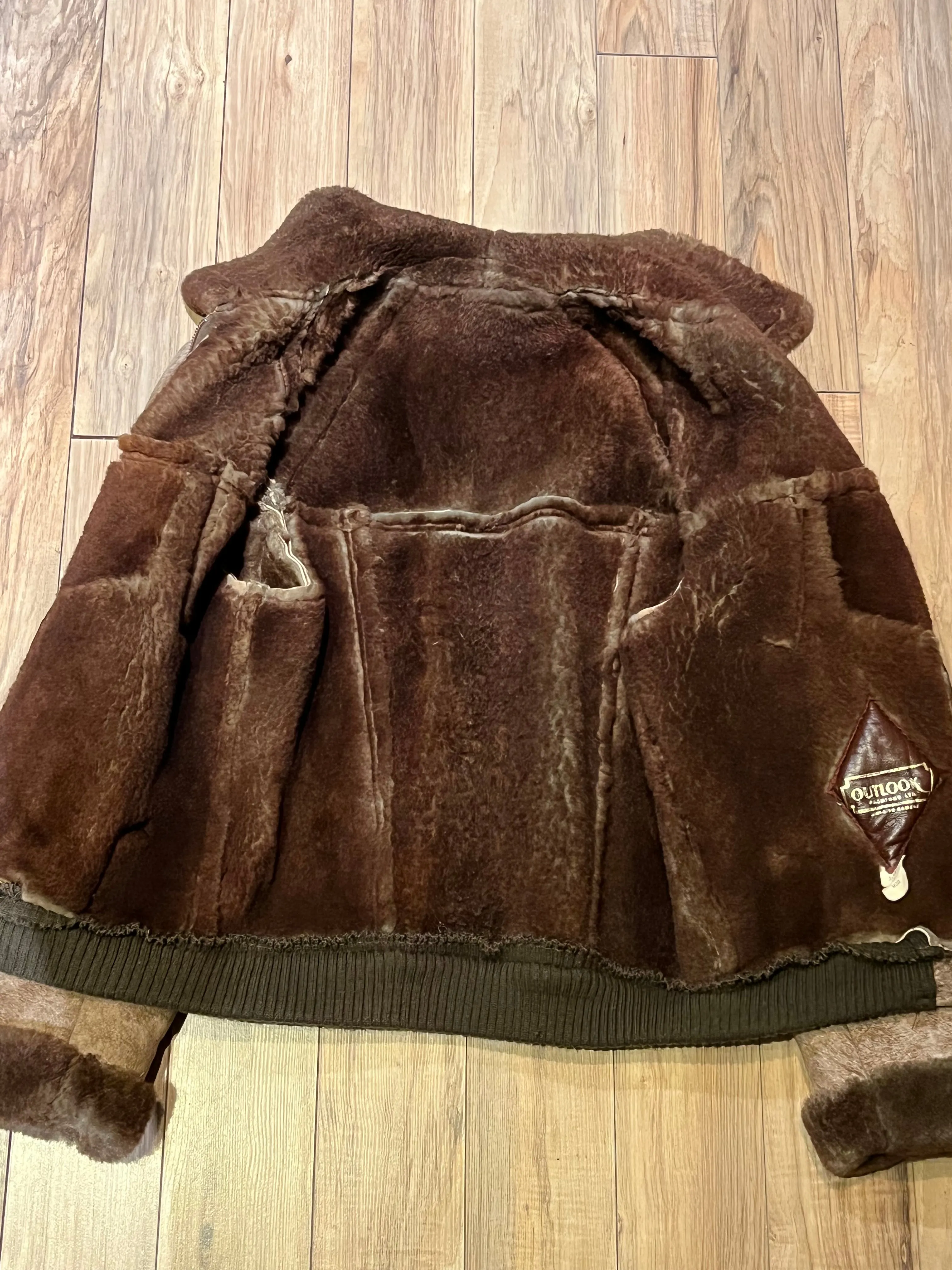 Vintage Outlook Fashions LTD Shearling Bomber Jacket, Made in Canada, Chest 42”