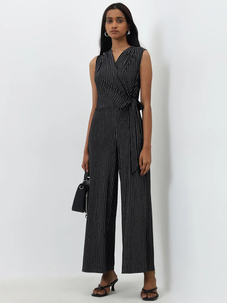 Wardrobe Black Striped Design Jumpsuit