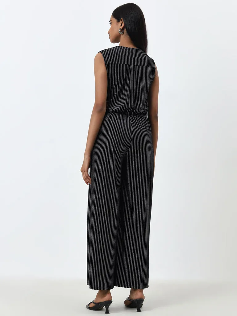 Wardrobe Black Striped Design Jumpsuit