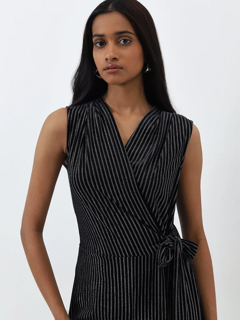 Wardrobe Black Striped Design Jumpsuit