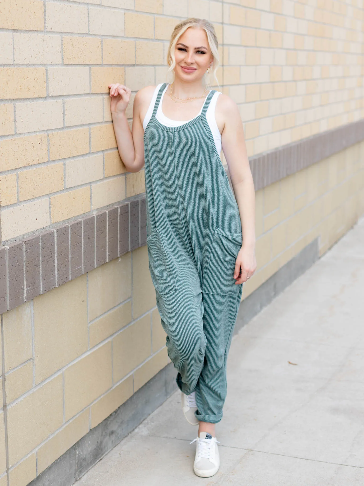 Wave Ribbed Sleeveless Jumpsuit