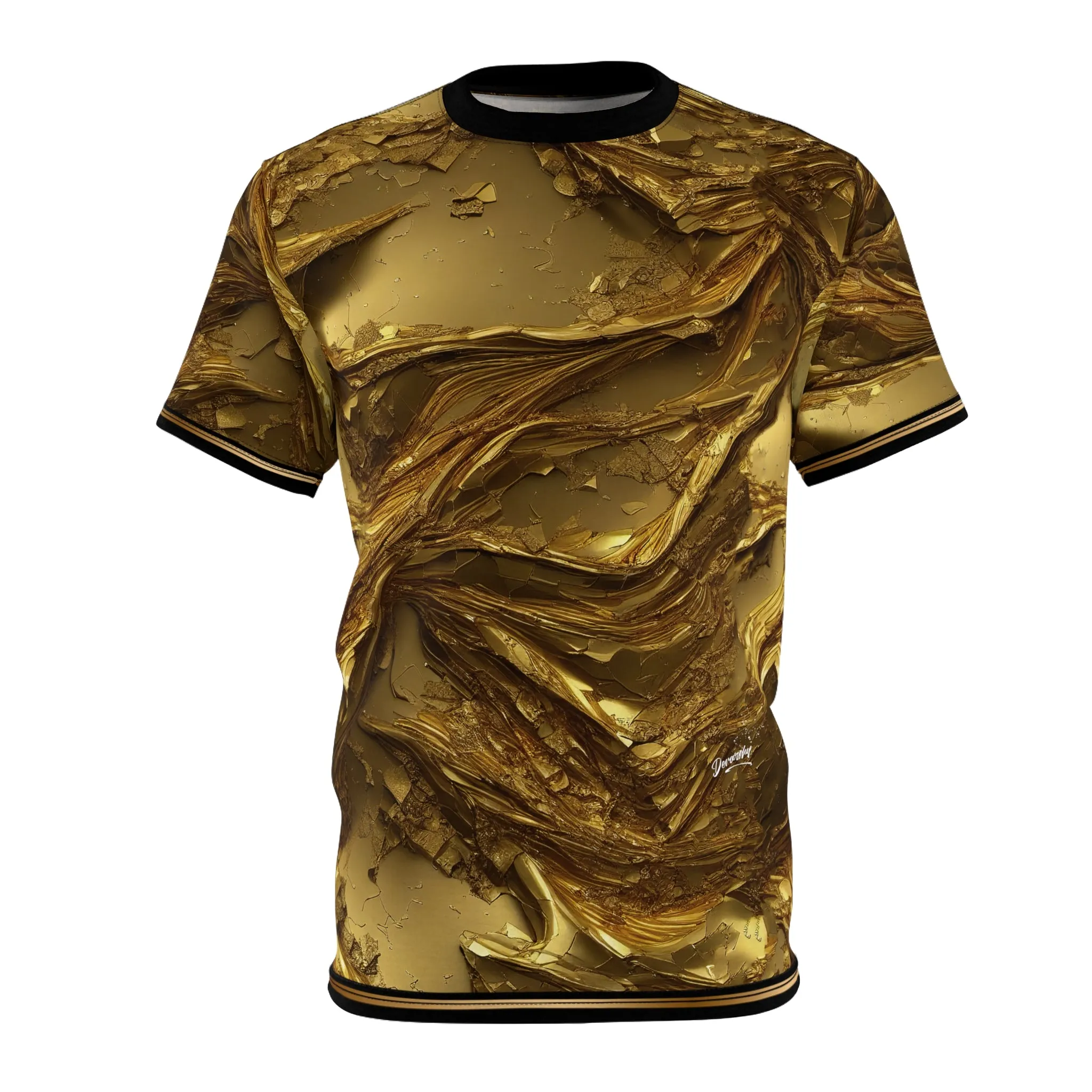 Waves of Gold T-Shirt Unisex Tee All Over Print T-Shirt Unisex Gold Print Tee | X3347