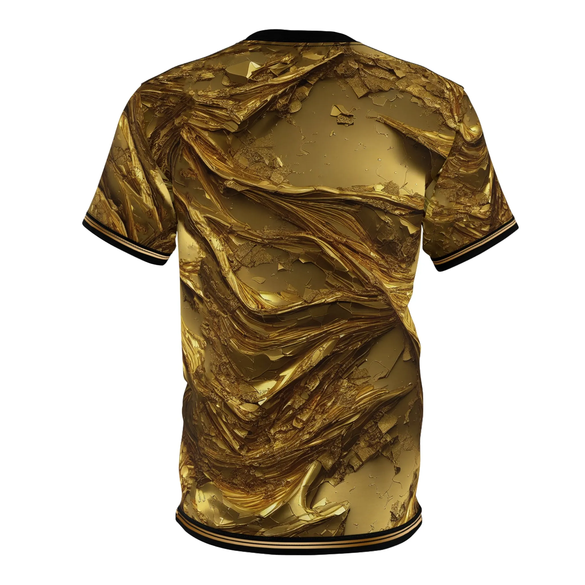 Waves of Gold T-Shirt Unisex Tee All Over Print T-Shirt Unisex Gold Print Tee | X3347