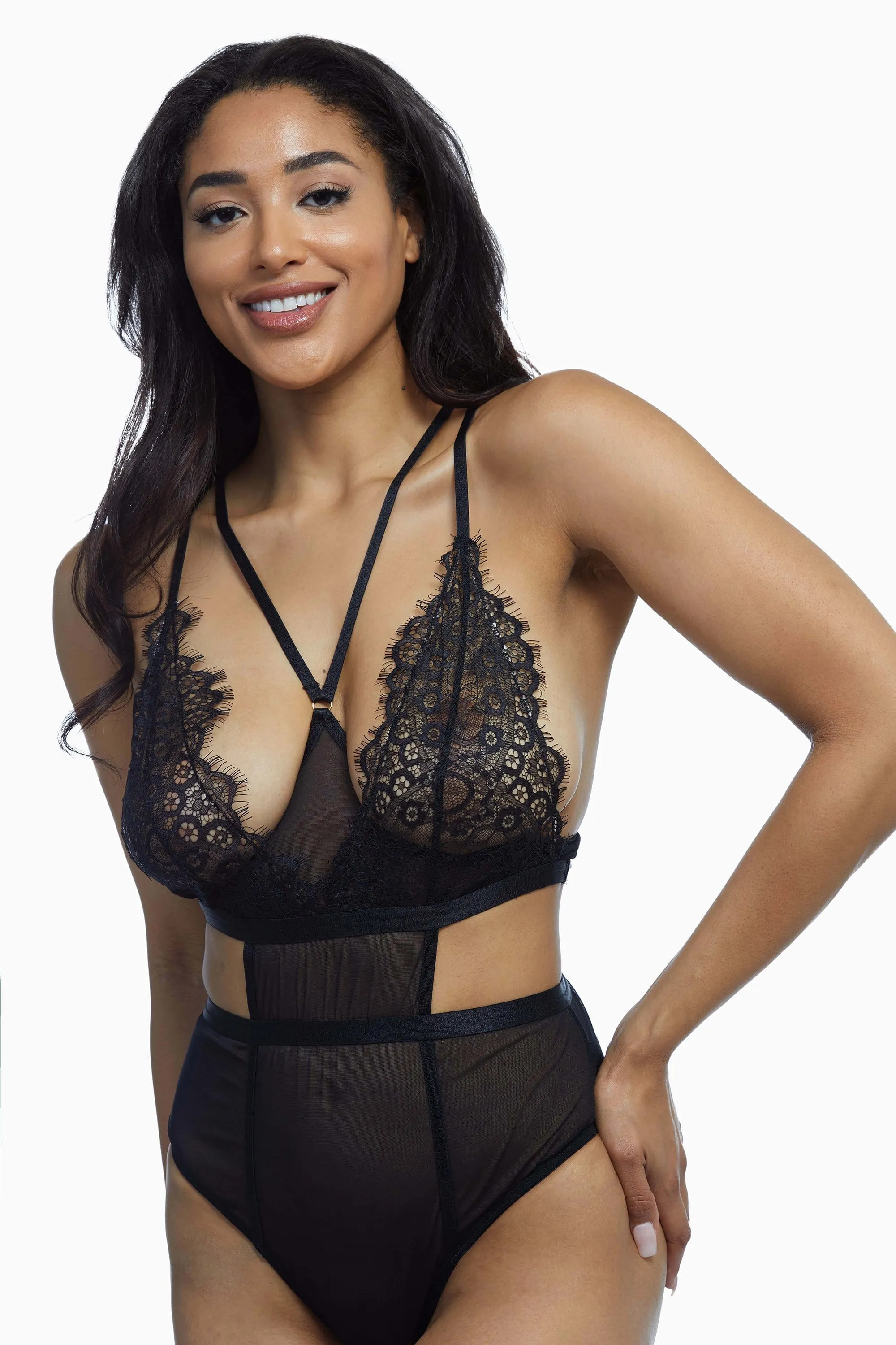 Wolf & Whistle Rebecca Eyelash Lace & Mesh Cut Out Body