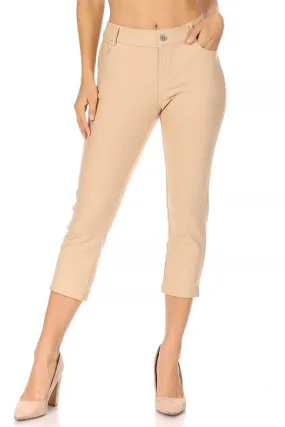 Women's Casual Comfy Slim Pocket Jeggings Jeans Capri Pants