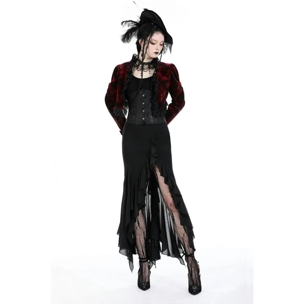 Women's Gothic Side Slit Ruffled Fishtail Skirt