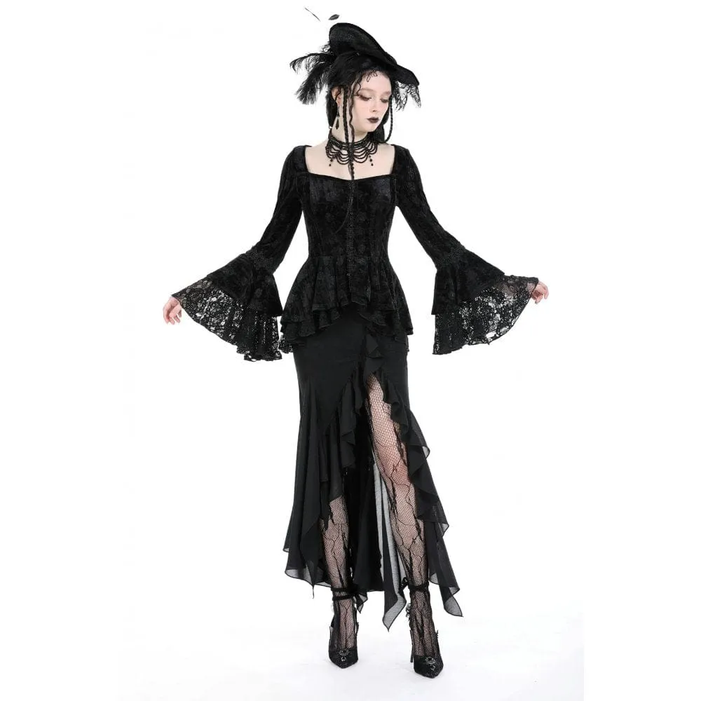 Women's Gothic Side Slit Ruffled Fishtail Skirt