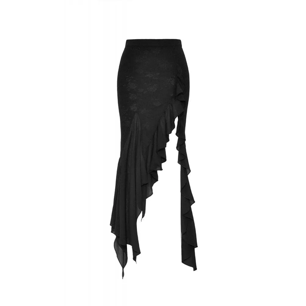 Women's Gothic Side Slit Ruffled Fishtail Skirt