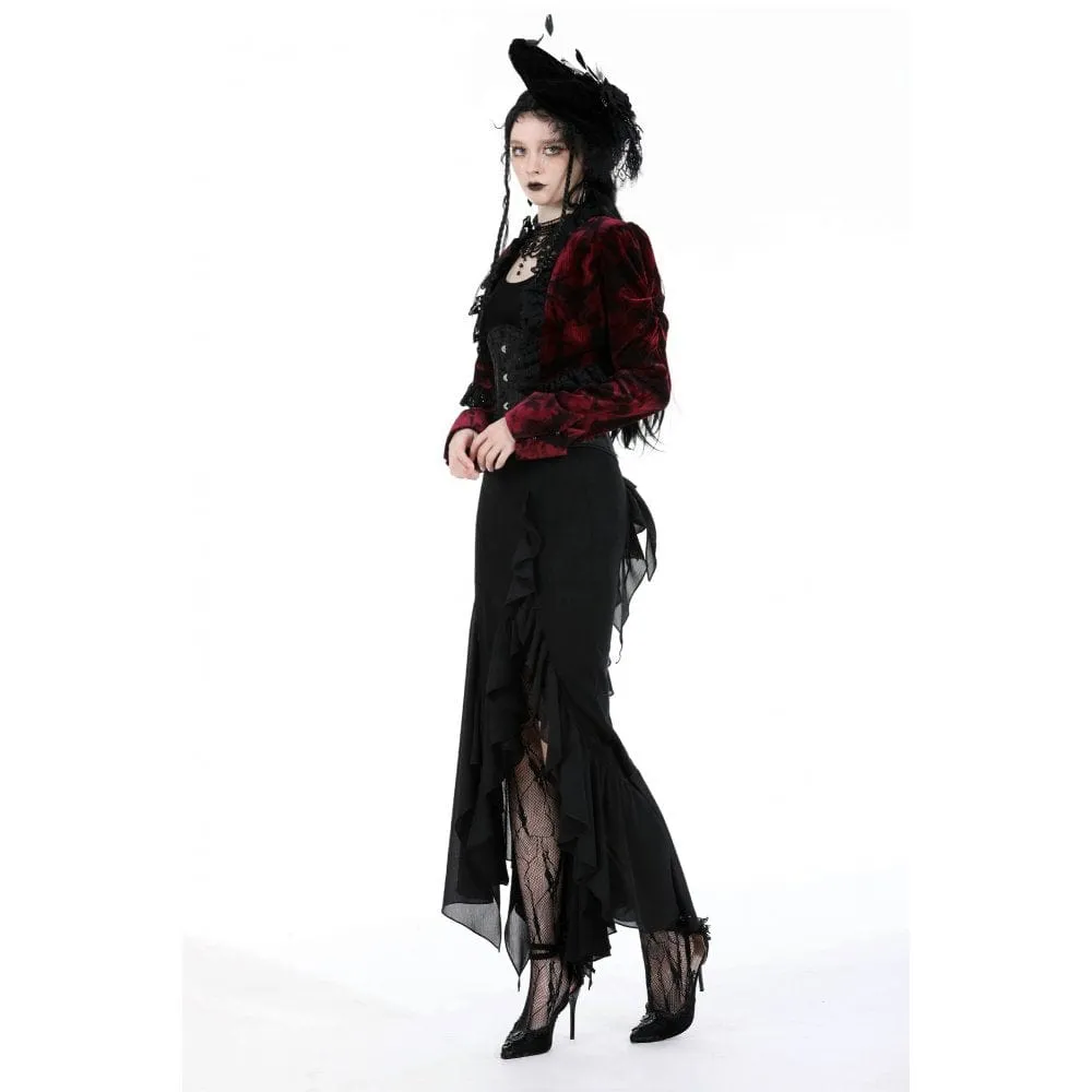 Women's Gothic Side Slit Ruffled Fishtail Skirt