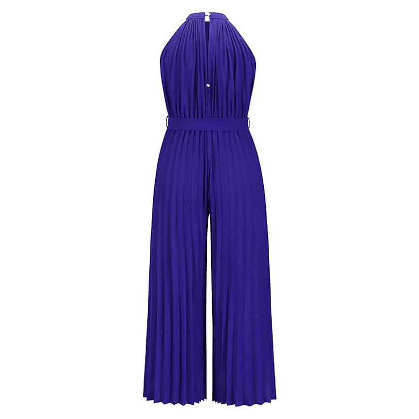 Women's Lace-Up Halter Casual Wide-Leg Jumpsuit