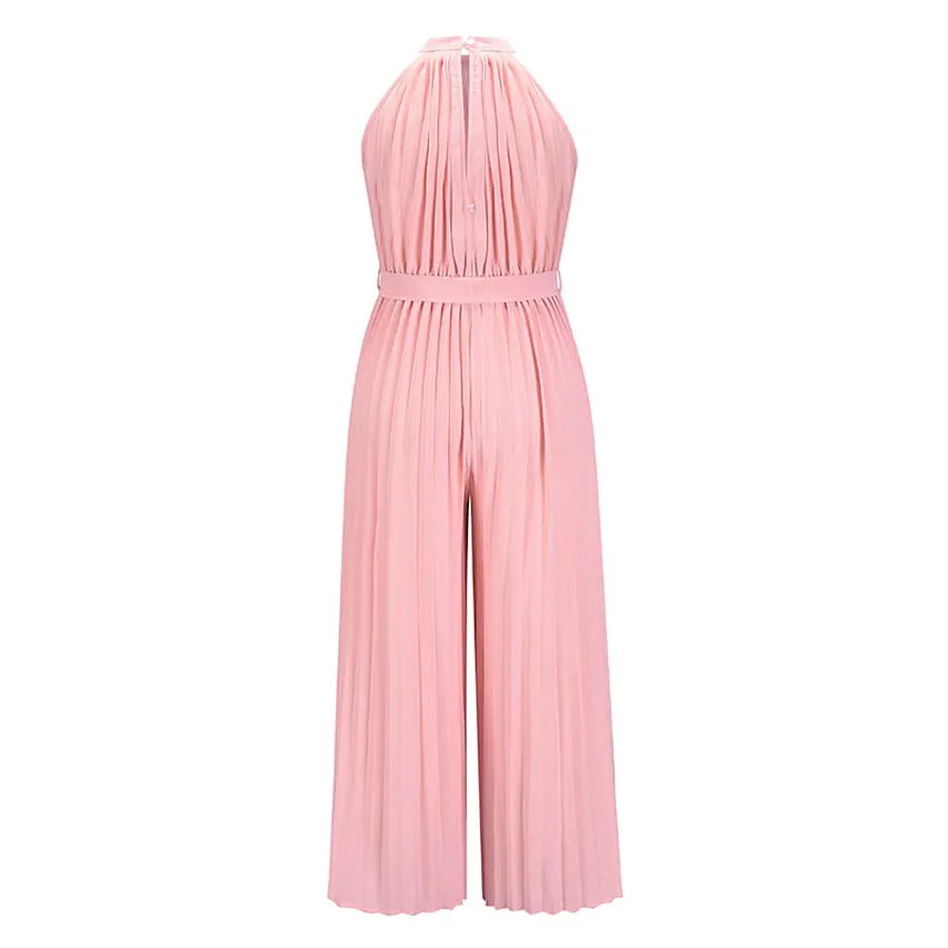 Women's Lace-Up Halter Casual Wide-Leg Jumpsuit