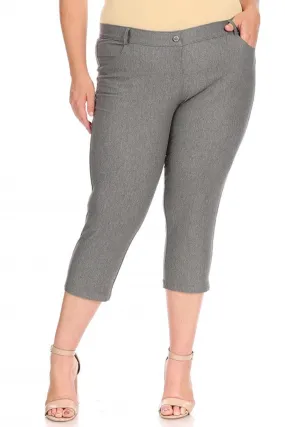 Women's Plus Size Casual Comfy Slim Pocket Jeggings Jeans Capri Pants