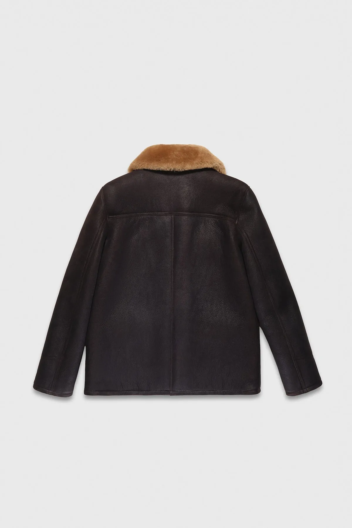 Women's Sheepskin Western Trucker Coat, Washed Brown with Ginger Wool